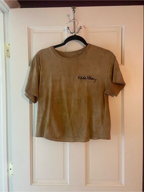 Keith Haring Short Sleeve Cropped Tee in Tan/Brown Tie Dye